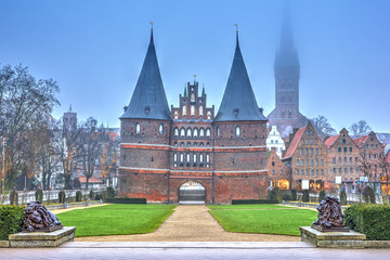 The Holstein Gate in Lubeck. Germany