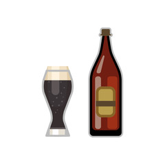 Beer glass and bottle vector.