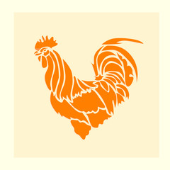 Red Fire Rooster origami style