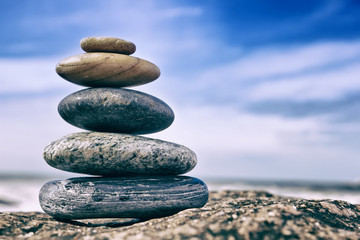 Zen Balancing Pebbles, Peaceful Concept