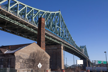 Jacques Cartier bridge on a sunny winter day in Montreal, Canada