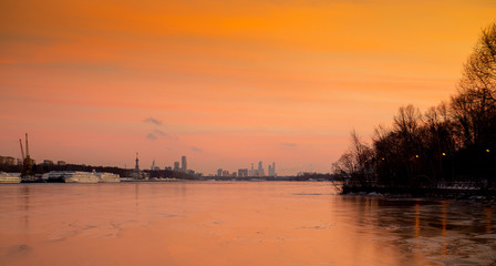 Sunset in city Moscow