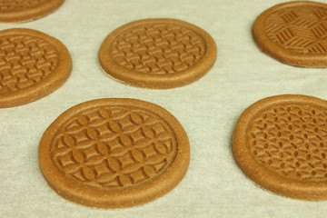 Brown biscuits in detail