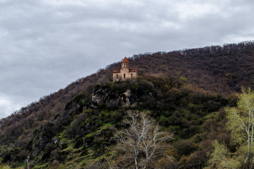 Fototapeta na wymiar Old Ancient Albanian Church at the mountain of Gakh, Azerbaijan