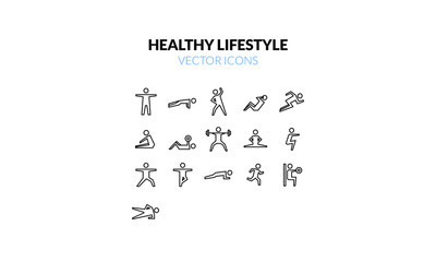 Exercise and Healthy Lifestyle Icons
