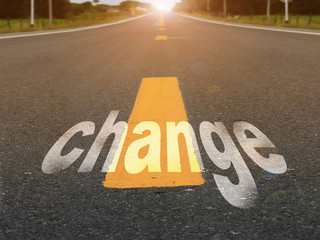 change word painted on asphalt road