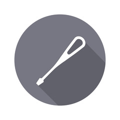 Tool icon. Screwdriver, turnscrew instrument. Industrial, fixing, support hardware service symbol. White sign on round gray flat button. Vector  