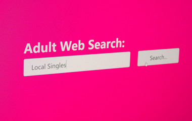 Meet Local Singles using Adult Web Search engine, close up of a computer screen with web browser search in progress 