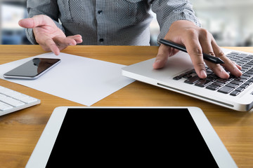 man hand holding smartphone device and  technology , businessman
