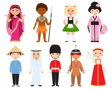 Different nations people vector.