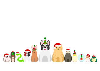 Christmas pet animals border set
