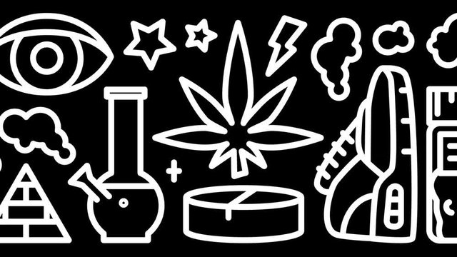 Weed and hipster stuff background HD animation. Drugs.