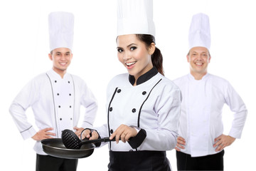 attractive young chef team