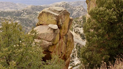 Beautiful Desert Landscape of the Catalina Mountains in Southern Arizona featuring jagged peaks and massive rock formations.