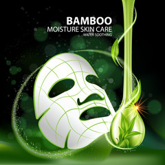 Naklejka premium Bamboo Natural Face Mask Moisture Skin Care Cosmetic.