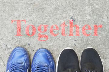 sneaker with together message
