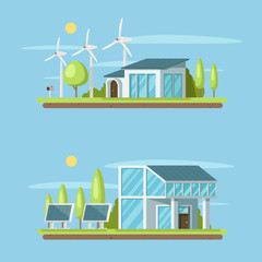 Eco home concept banner on