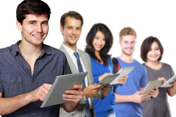 people in diverse ethnicity using modern gadget