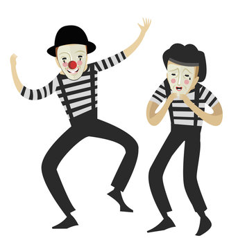 two mimes acting