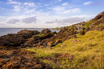 Beautiful stone fisherman's house among the mountains