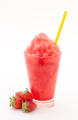 Strawberry smoothie isolated on white background