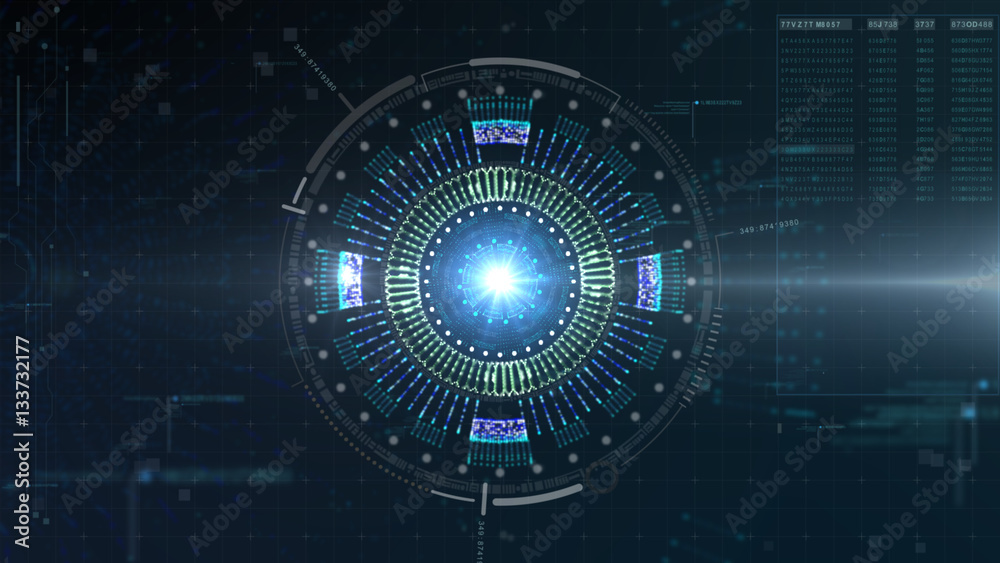 Fototapete Hi-tech user interface head up display for background computer desktop screen display