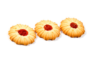 Shortbread biscuits on a white background