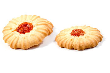 Shortbread biscuits on a white background