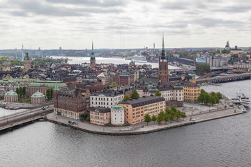 Naklejka premium Aerial view of the Old Town (Gamla Stan) in Stockholm, Sweden