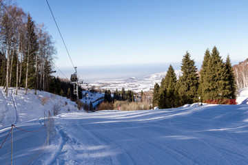 ski trail along the ski lift