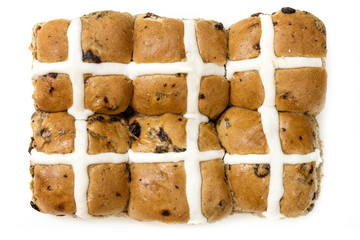 Hot Cross Buns Top View Isolated on White