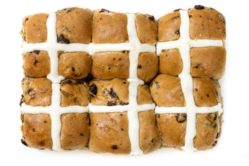 Hot Cross Buns Top View Isolated on White © robynmac