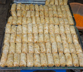 A tray of Vietnamese traditional spring rolls ( cha nem )