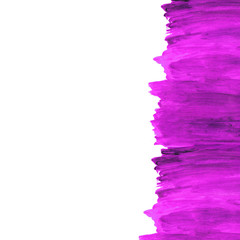 Abstract watercolor frame. Purple, pink paint color. Divorces, splash, stroke of the brush. For registration and design. Made in hand-graph