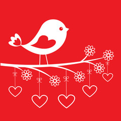 Cute bird - stylish card for Valentine's day