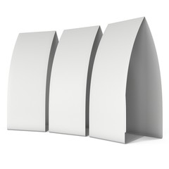 Three blank paper tent cards. 3d render illustration isolated. Table cards mock up on white background.