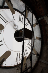 Clock face of old wall - mechanism inside, vertical