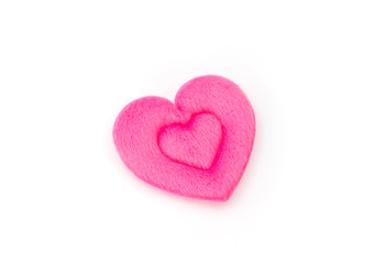 Pink Heart pillow on white background .