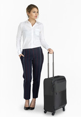 Businesswoman Passenger Traveling Vacation Suitcase Concept