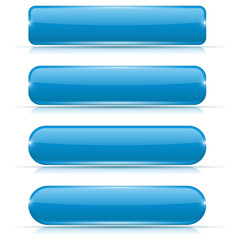 Blue glass buttons. Rectangle and oval web icons