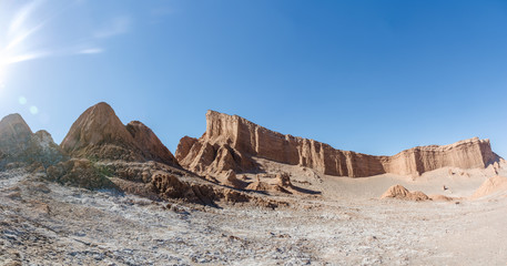 Fototapeta na wymiar The amphitheater in Moon Valle, San Pedro de Atacama, Chile.