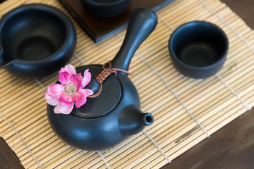 Black tea pot and cup