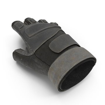 Combat black short finger glove on white. 3D illustration