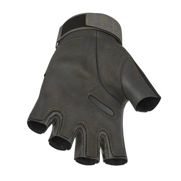 Combat black short finger glove on white. 3D illustration