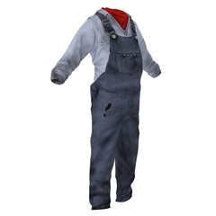 Worker Clothes on white. 3D illustration