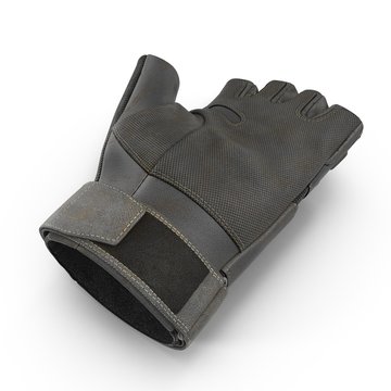 Outdoor Half Finger Assault Soldier Glove on white. 3D illustration