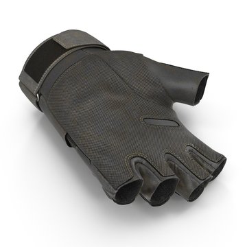 Outdoor Half Finger Assault Soldier Glove on white. 3D illustration