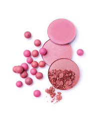 Pink and beige blush balls and blush powder