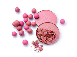 Pink and beige blush balls and blush powder