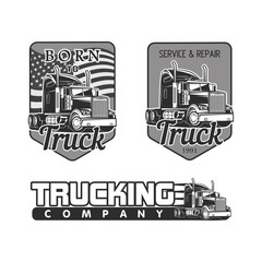 truck logo vector set black and white  illustration